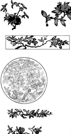 植物 石榴 桃子 富贵花纹 古典花纹 传统花纹图片