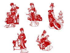 金陵十二钗剪纸图片免费下载,金陵十二钗剪纸设计素材大全,金陵十二钗
