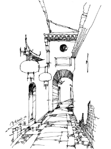 中国徽派建筑 简笔画速写|【写生】徽派速写