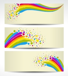 矢量彩虹缤纷圆点动感条幅素材