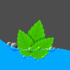 水面绿叶蓝色背景矢量素材