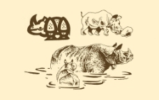 动物图案 犀牛图片