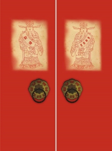 春节红色大门创意招贴图片