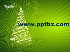 精美圣诞节ppt模板-绿色背景下的圣诞树