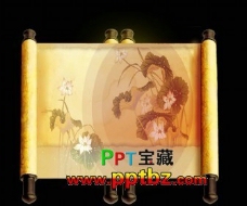 2010动画中秋节PPT模板-画轴飞月