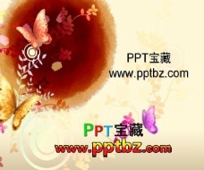 中国风格蝴蝶图案PPT模板下载