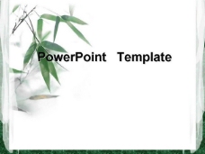 翠绿竹叶植物PPT模板