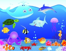 矢量卡通海洋生物图片素材