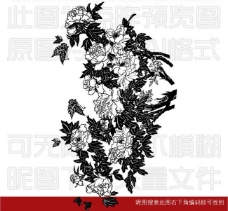 水墨中国风中国风牡丹花线稿花纹图片
