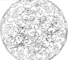 云水植物瓜果纹桃子云纹花边花纹水果纹图片