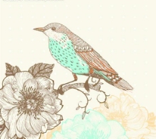 古典花卉底纹古典花纹花卉小鸟背景底纹图片