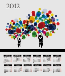 卡通树数字2012年日历挂历