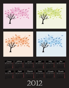 卡通树数字2012年日历
