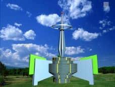 天空现代雕塑3d模型图片
