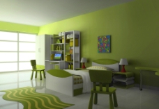 绿色调绿色色调儿童房间图片