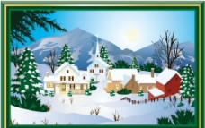 雪山卡通画雪景图片