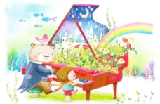 梦想梦幻小熊弹钢琴图片